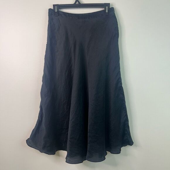 St. John Evening Black 100% Silk Bias Cut Skirt Size 6 Formal Midi Quiet Luxury - Picture 5 of 11